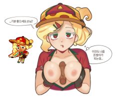 big_breasts censored clothing cookie_run large_breasts paizuri pizza_cookie titfuck titjob translation_request