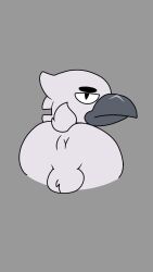 alternate_costume anus avian backsack balls bird brawl_stars crow crow_(brawl_stars) presenting presenting_anus presenting_ass videojustin1999 white_body white_crow white_feathers