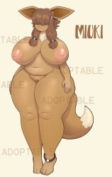 big_breasts breasts chubby chubby_female eevee female fur furry furry_only huge_breasts large_breasts lysergide naked nintendo nude pokémon_(species) pokemon pussy tagme tail text thick_thighs wide_hips