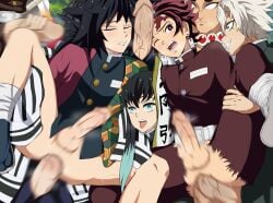 8boys anal anal_sex breath closed_eyes clothed_sex demon_slayer erection gakuran gangbang gay handjob haori himejima_gyomei iguro_obanai kamado_tanjirou kimetsu_no_yaiba male male_only motion_blur muichiro_tokitou multiple_boys one_eye_closed open_mouth penis penis_out plagion questionable_consent rengoku_kyoujurou sanemi_shinazugawa spread_legs sweat tomioka_giyuu torn_clothes uncensored uniform uzui_tengen veiny_penis yaoi