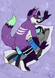 anthro arwenscoots body_pillow canid canine dakimakura_design dakimakura_pillow dildo dildo_riding duo grinding hi_res male mammal masturbation pillow pillow_humping sex_toy solo strapon tongue tongue_out