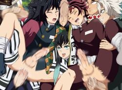 8boys anal anal_sex breath closed_eyes clothed_sex demon_slayer erection gakuran gangbang gay handjob haori himejima_gyomei iguro_obanai kamado_tanjirou kimetsu_no_yaiba male male_only motion_blur muichiro_tokitou multiple_boys open_mouth penis penis_out plagion precum precum_drip questionable_consent rengoku_kyoujurou sanemi_shinazugawa spread_legs sweat tomioka_giyuu torn_clothes uncensored uniform uzui_tengen veiny_penis yaoi