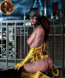 1girls 3d barbara_gordon batgirl batman_(series) belt black_eyes boots curvaceous curvy daz_studio dc dc_comics female female_focus ginger gloves iray kneeling light-skinned_female light_skin long_hair looking_at_viewer mask masked naked pinup posing red_hair seductive solo solo_female superheroine yellow_belt yellow_boots yellow_gloves