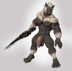 2022 5_fingers 5_toes abs absurd_res action_pose anthro arm_markings balls belly braided_mane bristol chest_tuft claws colored digital_drawing_(artwork) digital_media_(artwork) ear_tuft eyebrows facial_markings fan_character fangs feet felid final_fantasy final_fantasy_xiv fingers flaccid flexor_carpi foreskin full-length_portrait fur genitals gesture glans grey_background grin gun gunblade head_markings hi_res hrothgar inner_ear_fluff leg_markings looking_at_viewer male male_anthro male_only mammal mane manly markings melee_weapon muscular muscular_anthro muscular_male navel nude_anthro nude_male obliques one_eye_closed open_mouth open_smile pecs penis pink_glans pink_inner_ear pink_nose pink_penis pointing portrait pose pupils ranged_weapon retracted_foreskin serratus shaded sharp_claws sharp_teeth simple_background smile smiling_at_viewer smirk solo square_enix striped_arms striped_face striped_legs stripes sword teeth thick_penis three-quarter_view toes trapezius triceps tuft vein veiny_penis video_games weapon wink winking_at_viewer