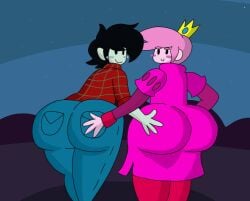 2boys adventure_time ass ass_in_dress big_ass big_butt black_hair blush blushing_at_viewer brappycatty butt cartoon_network fat_ass fat_butt fully_clothed hand_on_ass hand_on_butt huge_ass huge_butt looking_at_viewer looking_back looking_back_at_viewer male male_only marshall_lee pink_hair prince_gumball rule_63 thick_ass thick_butt vampire warner_brothers