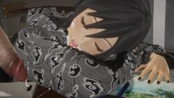 3d black_hair blush blush cum cum_drip cum_on_clothes cum_on_face honey_select kingdom_hearts roseza schoolgirl sleeping teenager xion