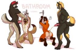 animal_genitalia animal_penis anthro anthro_on_anthro anus ass balls bathroom bodily_fluids bound canid canine canine_penis canis domestic_dog dominant dominant_male fox genital_fluids genitals german_shepherd group herding_dog humanoid_genitalia humanoid_penis ill_dingo knot male male/male mammal nude pastoral_dog peeing peeing_in_mouth peeing_on_another penis submissive submissive_male urinating urinating_male urination urine watersports wolf