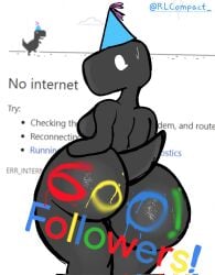 anthro ass dinosaur dinosaur_(google_chrome) follower_celebration milestone_celebration simple_shading writing_on_ass