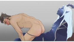 aaravos anal antlers ass bare_chest bishonen blue_skin body_hair dark_skin elf elf_ears erection_under_clothes facial_hair gay goomy_posting horns long_hair_male male_only partially_clothed pointy_ears shy startouch_elf the_dragon_prince twunk viren_(the_dragon_prince) white_hair yaoi