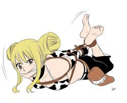 bondage fairy_tail feet foot_focus gag hogtie lostonezero lucy_heartfilia pink_toenails rope_bondage toenail_polish