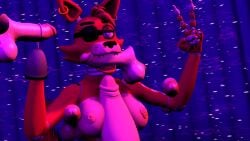 3d animatronic armpit_sex ear_piercing eyepatch five_nights_at_freddy's fox foxy_(fnaf) hook_hand hookjob multicolored_body nipple_piercing nose_piercing paizuri peace_sign penis_in_mouth red_hair red_skin sfm small__girl small__girl_(artist) tattoo titjob