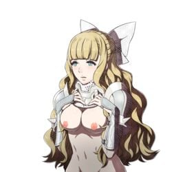 1girls bangs big_breasts blonde_hair blue_eyes bow charlotte_(fire_emblem) edit fire_emblem fire_emblem_fates long_hair nintendo nipples nude_edit nude_filter samuraijam34 solo solo_female