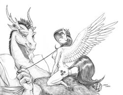 2019 anthro anthrofied baron_engel beard breasts claws collar cowgirl_position cutie_mark discord_(mlp) dominant_male draconequus duo equine eye_contact facial_hair fangs feathered_wings feathers female femsub fluttershy_(mlp) friendship_is_magic greyscale half-closed_eyes holding_leash holding_object horn imminent_sex leash male male/female maledom mammal monochrome my_little_pony nipples nude on_top pegasus petplay roleplay sex side_boob simple_background size_difference smile spread_wings straddling straight straight_hair submissive submissive_anthro submissive_female tail_tuft teeth toe_claws traditional_media_(artwork) tuft underhoof white_background wings