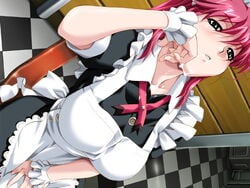 1girls boin breasts cum facial female female_only game_cg happoubi_jin huge_breasts iihara_nao maid naughty_face solo