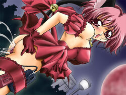 animal_ears arm_garter bare_shoulders bell blush bow breasts cat_ears cat_tail clothing erect_nipples erect_nipples_under_clothes female garters gloves ichigo_momomiya jingle_bell jinglebell leotard magical_girl masturbation mew_ichigo moon night nipples no_panties outdoors pink_eyes pink_hair public pussy_juice red_moon saliva short_hair solo tail tail_bell tokyo_mew_mew vibrator