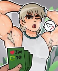 1boy appa_pacho armpit_hair armpits gay hands_behind_head male male_focus male_only no_visible_genitalia scott_pilgrim scott_pilgrim_takes_off sweat todd_ingram undressing yaoi