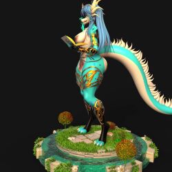 1girls 3d 3d_(artwork) anthro big_breasts bikini blender dragon female furry girl ornament tagme taller_girl turntable_(animation) vinci vinci3d