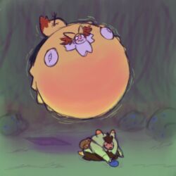 balloon_inflation braixen inflation pokémon_(species) pokemon pokemon_(species) quilladin thick_thighs thickglacier wide_hips