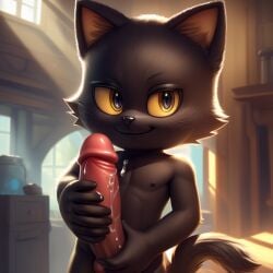 1boy 1male ai_generated anthro black_cat catboy cute feline furry gay gay_male handjob hands_on_penis horny looking_at_viewer naughty_face precum projectai23 sex smile stable_diffusion standing