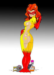 1girls angelica_jones bodypaint breasts erect_nipples female female_only firestar_(marvel) firestar_(spider-man) inspector97 large_breasts marvel new_warriors nipples painted_clothes solo tagme