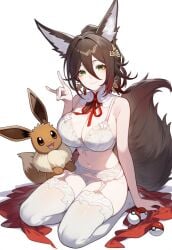 1girls ai_generated alluring animal_ears animal_tail big_breasts brown_hair fat_ass female female_focus female_only fox_ears fox_girl fox_tail green_eyes honkai:_star_rail honkai_(series) inviting kneeling kneeling_female lace lace_trim large_breasts light-skinned_female light_skin lingerie lingerie_only long_hair looking_at_viewer setsuaiart setsumanga smile smiling smiling_at_viewer tagme thick_ass thick_thighs tingyun_(honkai:_star_rail) white_background