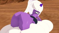 1female cloud crybabyfuta dazzi_(pal) koikatsu pal_(species) palworld partially_nude pocketpair presenting_ass purple_skin smirking_at_viewer solo tagme teasing