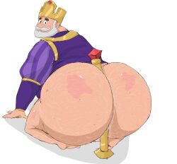 1boy animehikaridesu beard big_ass big_butt crown facial_hair gray_hair hairy_ass hairy_butt huge_ass huge_butt king king_robert male male_only moustache presenting_hindquarters robe royal_match scepter solo solo_male