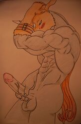 anthro digimon male male_only masturbation muscular_male penis side_view solo standing tagme zudomon