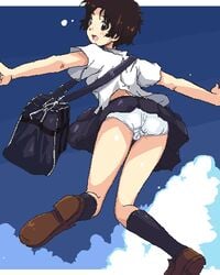 4040_(abonriya) black_legwear kneehighs konno_makoto looking_back lowres oekaki panties solo the_girl_who_leapt_through_time toki_wo_kakeru_shoujo underwear white_panties