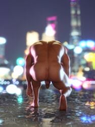 1boy 1human 1male 3d 3d_(artwork) 3d_model barefoot cityscape exposed_hole flaccid flaccid_cock flaccid_penis human_form humanoid light-skinned_male light_skin male_nudity male_only manly masculine mortal_kombat mortal_kombat_11 muscular muscular_male netherrealm_studios night nighttime nude nude_male outdoor_nudity outdoors outside reference rising saltyrenders t-800 terminator terminator_(franchise) the_terminator viewed_from_behind