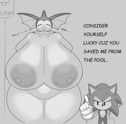 anthro breasts crossover eeveelution huge_breasts monochrome pokemon pokemon_(species) smug sonic_(series) sonic_the_hedgehog sonic_the_hedgehog_(series) tha_randomu vaporeon