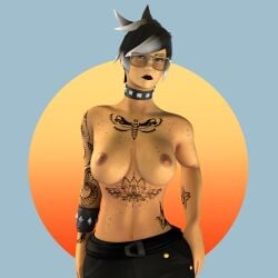 cristygallagher cristysfm1234 exposed_breasts femscout femscout_(alt_design) femscout_(cristygallagher) freckles_on_breasts freckles_on_chest goth goth_girl nerdy_female tattoos tomboy