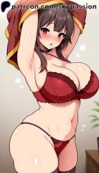 1female 1girls 1woman 2025 2d :o ai ai_assisted ai_generated alternate_breast_size anime anime_girl anime_style armpits arms_up arstist_name before_anal before_sex black_choker black_thighhighs blush bra breast breast_focus breasts breasts_focus brown_hair choker cleavage clothed clothed_female collar completely_naked completely_naked_female completely_nude completely_nude_female curvy female female female_focus female_only hi_res high_quality high_resolution highres kono_subarashii_sekai_ni_shukufuku_wo! konosuba large_breasts looking_at_viewer megumin navel open_mouth panties patreon patreon_username red_bra red_dress red_eyes red_panties skindentation skypassion solo stable_diffision stomach thighhighs thighs underwear undressing watermark woman_focus woman_only