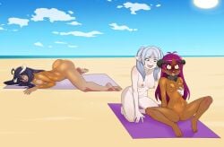 3girls ahe_gao albedo_(overlord) anoneysnufftan applying_sunscreen asphyxiation ass beach bloodshot_eyes blue_hair blush blushing_profusely breasts collar corpse dead death demon_girl embarrassed embarrassed_nude_female empty_eyes eyes_rolling_back female female_only frieren green_eyes heterochromia horns humiliation imminent_death killer_lotion kishirika_kishirisu long_hair lotion mascara_tears massage mind_break multiple_girls murder mushoku_tensei nipples nude ocean oil oiled orgasm overlord_(maruyama) peril pink_hair punishment pussy rubbing sand seaside shiny_skin sky snuff sousou_no_frieren suffocation summer sunbathing sunscreen tan tanned tanned_female tanned_skin tongue_out towel