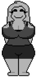 big_breasts big_breasts child_bearing_hips exaggerated_anatomy exaggerated_eyelashes first_porn_of_artist first_post_of_artist gray_body gray_eyes grey_body grey_hair grey_skin grey_skin hourglass_figure huge_breasts large_breasts original_character pixel_art slacktung white_background wide_hips