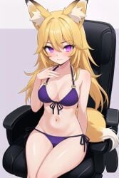 1girls ai_generated bikini fox_girl kendomurft purple_eyes rule_63 virtual_youtuber yellow_hair