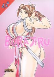 2000 ass breasts fatal_fury female female_only human king_of_fighters large_breasts mai_shiranui ootake_pashio ponytail rippadou smile solo tied_hair