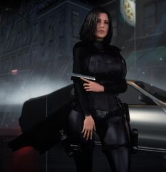 1girls 3d 3d_(artwork) alternate_ass_size alternate_breast_size ass big_ass black_bodysuit black_corset black_hair bodysuit breasts breasts_bigger_than_head clothed clothed_female corset female female_only female_solo fully_clothed gun hips holding_gun holding_object holding_weapon hourglass_figure huge_ass huge_breasts kate_beckinsale large_ass pistol selene_(underworld) skin_tight small_waist solo solo_female thick_thighs thighs thin_waist tight_clothing top_heavy top_heavy_breasts underworld upper_body vaako vampire vampire_girl wasp_waist weapon wide_hips