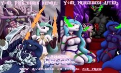 advertisement alicorn anthro bodily_fluids bondage bondage bound captured_hero cum equid equine fellatio female friendship_is_magic genital_fluids group hasbro hi_res horn instant_loss_2koma itch.io king_sombra_(mlp) male male/female mammal my_little_pony mythological_creature mythological_equine mythology oral penile princess_cadance_(mlp) princess_celestia_(mlp) princess_luna_(mlp) quakehoof restraints rope rope_bondage sex sex_slave slave wings