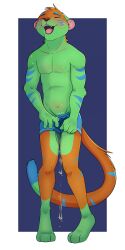 1boy 2024 absurd_res anthro anthro_only artist_name biped black_nose blue_markings blush bodily_fluids boxers_(clothing) boxers_only brown_body brown_fur citris closed_eyes clothed clothing digital_media_(artwork) eyebrows eyelashes fur furry furry_only genital_fluids green_body green_fur hi_res hindpaw male male_peeing mammal markings mustelid no_humans omorashi open_mouth otter paws peeing peeing_self pink_inner_ear pink_tongue shaded simple_background solo standing striped_markings stripes tail teeth tongue topless underwear underwear_only urine wet wet_clothing wet_underwear wetting wetting_bottomwear