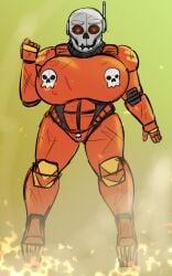 armor breasts color curvy diklonius female giant_breasts high_heels looking_at_viewer original_character red_eyes rule_63 sketch skull_helmet space_king space_marine space_suit thick_thighs wide_hips