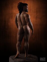 1boy 1human 1male 3d 3d_(artwork) 3d_model african african_male bara bara_ass black_hair brown_hair dark-skinned_male dark_skin hairy hairy_male long_hair lucas_bishop male male_focus male_only manly marvel marvel_comics melanin muscles muscular muscular_male nude saltyrenders solo solo_focus solo_male superhero superpowers uncut_penis viewed_from_behind x-men