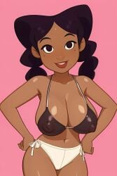 1girls ai_generated big_breasts bikini dark-skinned_female disney disney_channel female female_only nipple_bulge nipples_visible_through_clothing penny_proud pokies side-tie_bikini_bottom solo tagme the_proud_family userisbad