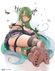 1girls ass barefoot branch_horns breasts ceres_fauna ceres_fauna_(goth_costume) feet female foot_fetish greatodoggo green_hair hi_res hololive hololive_english hololive_english_-council- hololive_english_-promise- horns huge_breasts large_ass long_hair thick_thighs virtual_youtuber wide_hips yellow_eyes