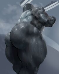 1boy bara bara_ass big_ass big_butt gorilla guzreuef huge_ass huge_butt male male_only muscular muscular_male solo solo_male steaming steaming_body sweat sweaty sweaty_ass sweaty_body sweaty_butt thick_thighs