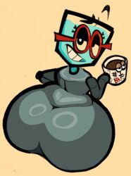 ass bubble_butt coffee_mug fizzooka jackbox_games job_job looking_at_viewer looking_back m._bubbles nonbinary_(lore) smirk water_cooler