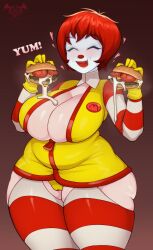 1girls big_breasts burger busty chewing child_bearing_hips cleavage cum cum_in_food curvaceous curves curvy curvy_body curvy_figure dreamworks female female_only food food_play hamburger hips huge_breasts large_breasts massive_breasts mcdonald's pale-skinned_female pale_skin piccolonsfw red_hair revealing_clothes ronald_mcdonald's_wife_(dreamworks) thick thick_thighs thighs wide_hips