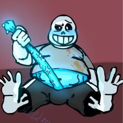 1boy 2d artist_request fat fat_man feet feet_up funny glowing_genitalia glowing_penis humanoid jelqing joke male male_only penis_stretching precum sans sans_(undertale) shitpost shitpost420 skeleton tagme undertale undertale_(series) veiny_penis