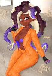 1girl 1girls 2024 2d 2d_(artwork) 2d_artwork abs artist_logo artist_name artist_signature belly_button_piercing big_ass big_breasts big_butt black_hair clothed clothed_female dark-skinned_female dark_skin marina_(side_order) marina_(splatoon) mole mole_under_mouth mollusk mollusk_humanoid nipple_slip nipples nipples_covered octoling octoling_girl off_the_hook_(splatoon) orange_clothes orange_clothing purple_fingers purple_nipples round_ass sacksquid self_upload sitting splatoon splatoon_(series) splatoon_2 splatoon_3 splatoon_3:_side_order suit tagme teal_eyes tentacle tentacle_hair wide_hips