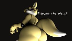 3d animatronic ass big_ass big_butt dominant_femboy ear_piercing fat_ass femboy femboydom furry furry_ass furry_tail inviting_to_anal inviting_to_sex inviting_viewer looking_at_viewer looking_down male render sharp_teeth showing showing_ass showing_off simple_background simple_coloring smug smug_face wolf